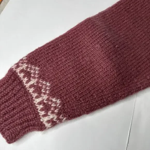 Vintage Dale Of Norway Pure New Wool Maroon White Knit Sweater Adult Size L 52 - Picture 13 of 13
